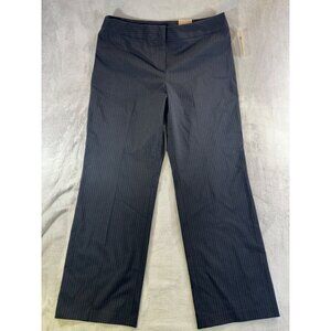 Classic Croft & Barrow Womens Pinstripe Trousers Size 18 Black Polyester Rayon
